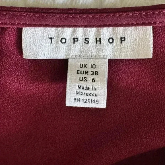 TOP SHOP WOMENS BURGUNdY AND RED BLOUSE SIZE 6🩷 - Picture 7 of 8